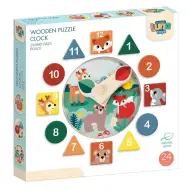 Orologio in legno colorato con forme ad incastro, gioco educativo da 12 pezzi.