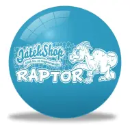 Palla di gomma blu con dinosauro Raptor da 22 cm