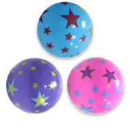 Palla di gomma colorata con motivo a stelle, 23 cm, disponibile in diverse varianti.