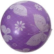 Palla di gomma viola con motivo a farfalle 23 cm
