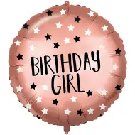 Palloncino in foil per compleanno – con scritta "Birthday Girl", rosa oro con stelle, 46 cm