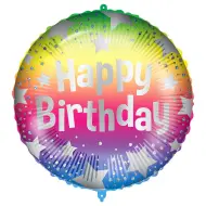 Palloncino in foil per compleanno - con scritta "Happy Birthday", motivo a stelle arcobaleno, 46 cm