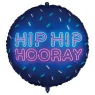 Palloncino in mylar – scritta al neon "HIP HIP HOORAY" 46cm