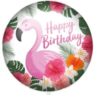Palloncino in mylar "Buon compleanno" – Design con fenicottero 46cm
