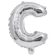 Palloncino in mylar a forma di lettera C colore argento - 32 cm