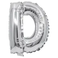 Palloncino in mylar a forma di lettera D colore argento - 32 cm