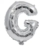 Palloncino in mylar a forma di lettera G colore argento - 32 cm