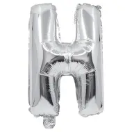 Palloncino in mylar a forma di lettera H colore argento - 32 cm