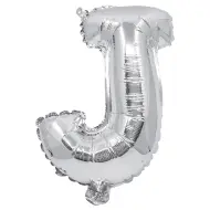 Palloncino in mylar a forma di lettera J colore argento - 32 cm