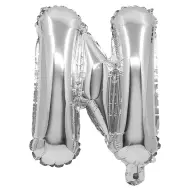 Palloncino in mylar a forma di lettera N colore argento - 32 cm