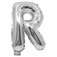 Palloncino in mylar a forma di lettera R colore argento - 32 cm