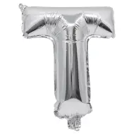 Palloncino in mylar a forma di lettera T colore argento - Lettera T 32cm