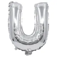 Palloncino in mylar a forma di lettera, colore argento – Lettera U 32cm