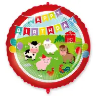 Palloncino in mylar per compleanno - con scritta "Happy Birthday", motivo animali da fattoria, 46 cm