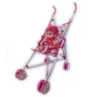 Passeggino con telaio in metallo e bambino