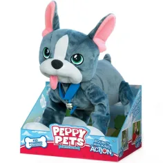 Peppy Pets: Peluche bulldog francese con guinzaglio, 28 cm