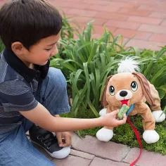 Peppy Pups: cane di peluche marrone con guinzaglio 28 cm immagine 2