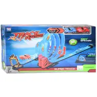 Pista da corsa set da 32 pezzi con loop a chiocciola e 2 auto a retrocarica 1/64