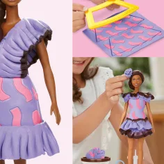 Play-Doh: Set di pasta modellabile Barbie Fashionista con abito a balze e bambola - Hasbro immagine 3