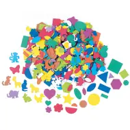 PlayBox: Elementi decorativi adesivi in schiuma colorata in diversi colori e forme, confezione da 170g