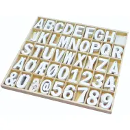 PlayBox: Lettere e numeri in legno bianco set da 250 pezzi con contenitore