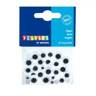 PlayBox: Occhi mobili in bianco e nero con ciglia in diverse dimensioni 30 pezzi