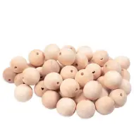 PlayBox: Perle di legno naturale sferiche da 25 mm, confezione da 50 pezzi