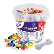 PlayBox: Perline colorate infilabili a forma di pony in secchio, set da 1000 pezzi con cordino da 5m
