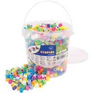 PlayBox: Perline da stirare XL MAXI da 9 mm in colori pastello e neon in secchio, confezione da 1400 pezzi
