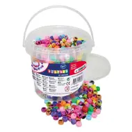 PlayBox: Perline in plastica infilabili color metallo in secchio da 1000 pezzi