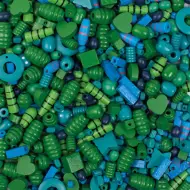 PlayBox: Perline infilabili in legno in colori misti blu e verde set da 250g