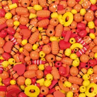 PlayBox: Perline infilabili in legno nei colori giallo e rosso miste, set da 250g