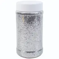 PlayBox: Polvere di glitter argento in barattolo da 250 grammi