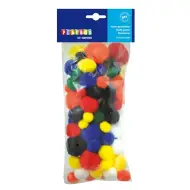 PlayBox: Pomponi in colori di base 100 pezzi 15-35mm
