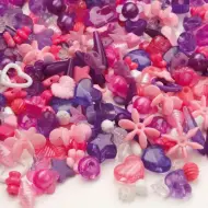 PlayBox: Set di 1000 perline infilabili in plastica nei colori rosa e viola.