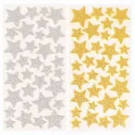 PlayBox: Set di adesivi a forma di stella dorata e argentata con glitter, 132 pezzi