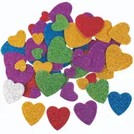 PlayBox: Set di cuori glitterati autoadesivi in schiuma, 60 pezzi