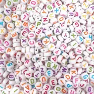 PlayBox: Set di perline bianche rotonde con lettere, 750 pezzi