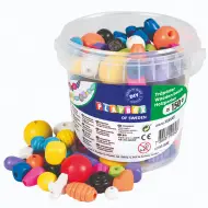 PlayBox: Set di perline colorate in legno infilabili in secchio 190gr