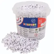 PlayBox: Set di perline con lettere in secchio, colore bianco e nero, 2500 pezzi
