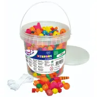 PlayBox: Set di perline in legno colorate infilabili in secchiello 250gr