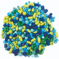 PlayBox: Set di perline in legno nei colori blu e verde, 450 pezzi