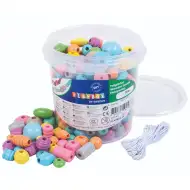 PlayBox: Set di perline in legno pastello 250 gr in varie forme e dimensioni