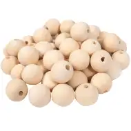PlayBox: Sfere di perle in legno naturale, misura 30 mm, confezione da 50 pezzi