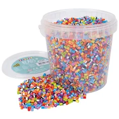 PlayBox: perline da stirare MIDI 5 mm, colorate a righe, confezione da 10.000 pezzi in secchio.