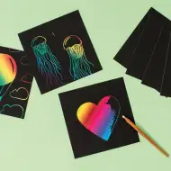 PlayBox: set da 10 fogli di carta nera cerata da grattare, 15 x 15 cm