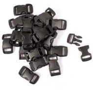 Playbox: Set da 10 fibbie nere in plastica da 11 mm