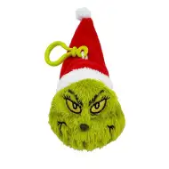Portachiavi peluche Grinch con cappello da Babbo Natale, 8 cm