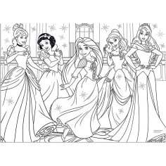 Principesse Disney 2 in 1 maxi puzzle da 60 pezzi e album da colorare 70x50 cm - Lisciani immagine 2