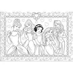 Principesse Disney 2 in 1 puzzle da 108 pezzi e album da colorare 50x35 cm - Lisciani immagine 2